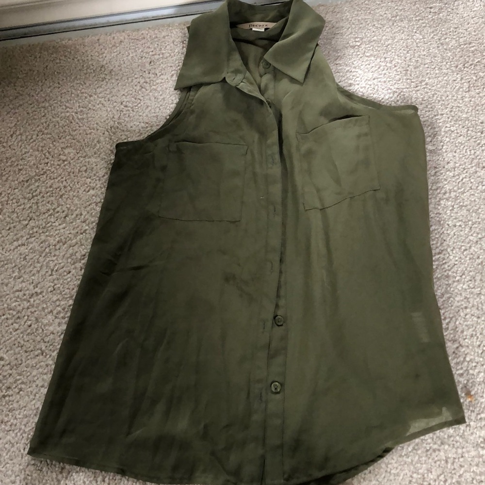 Sheer green collared blouse